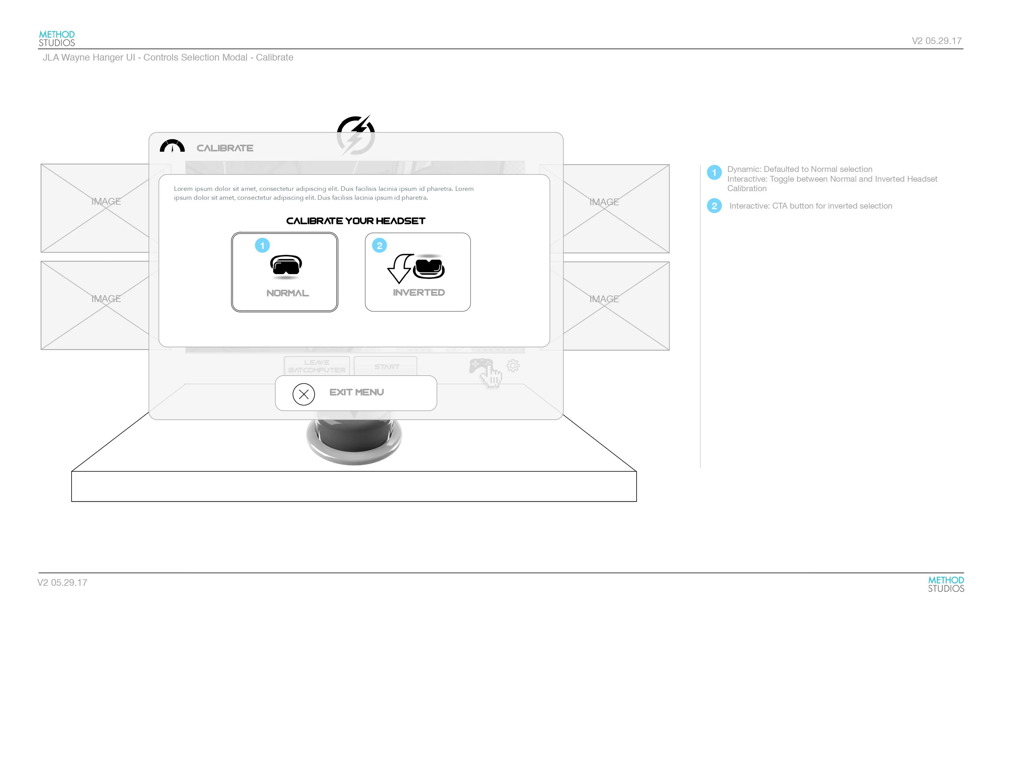 Wireframe — calibrating headset